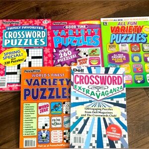 🌟🧩 PUZZLE LARGE WORD FIND 5 pack MAGAZINES crossword word search BRAIN FUN